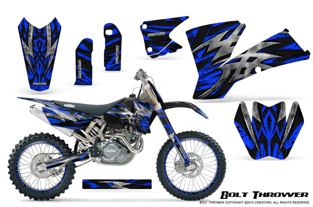 KTM C1 SX EXC MXC Graphics Kit Bolt Thrower Blue NP Rims